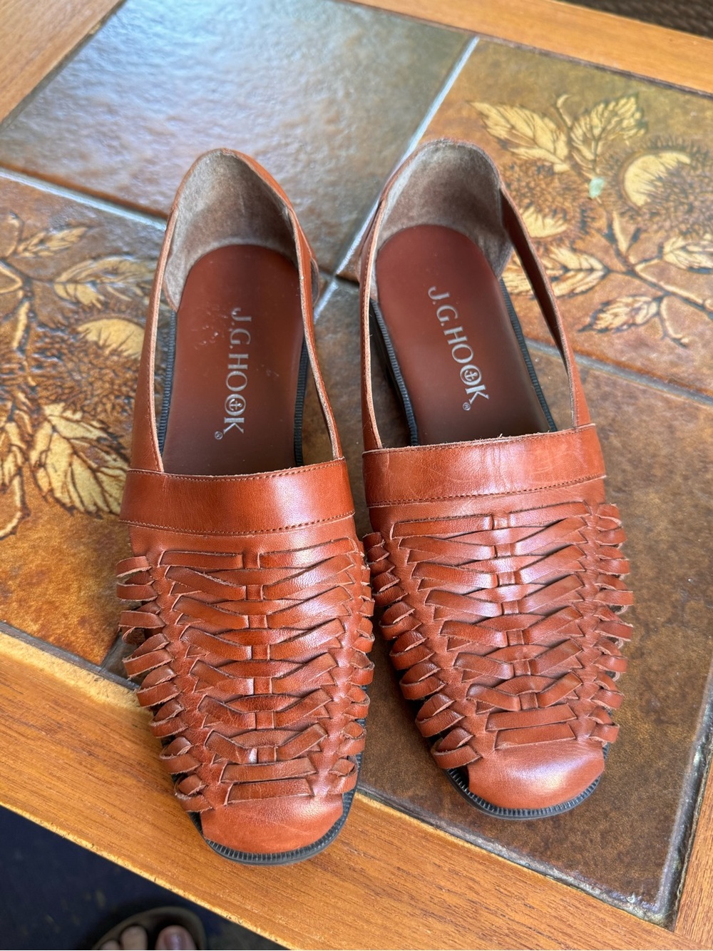 Vintage J. G. Hook Brown Woven Leather Slip-On Loafers